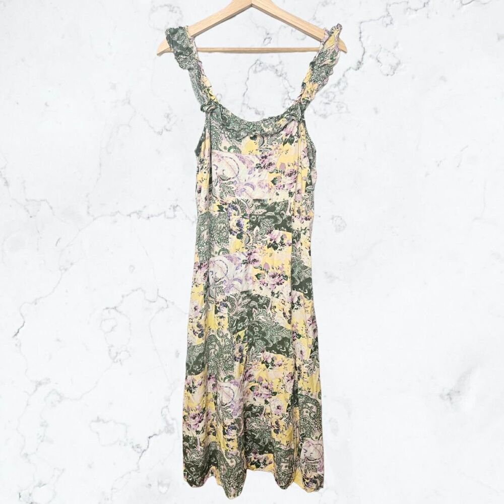 Ann Taylor Loft Garden Party Green, Yellow & Purple Paisley Floral Dress